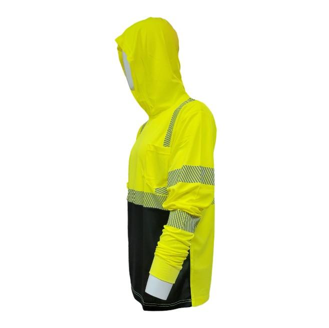 Three Tone Hooded Safety Long Sleeve Shirt with printed Reflectors