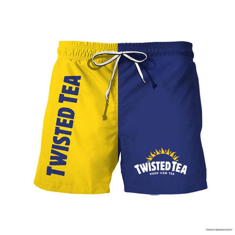 Basic Twisted Tea Swim Trunks Hawaiian Shorts For Men Dad, Aloha Shirt, , Trendy Gift Twisted Tea Beach Short