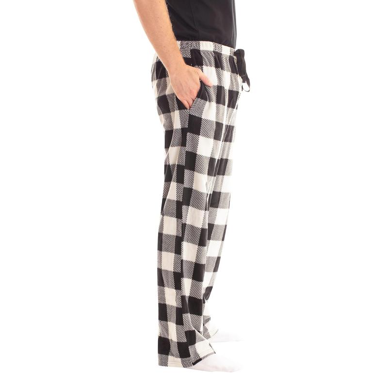 Pajama Pants for Men Sleepwear PJs (Buffalo Plaid Enlarged White Black, XS-5XL), Christmas Gift for Her