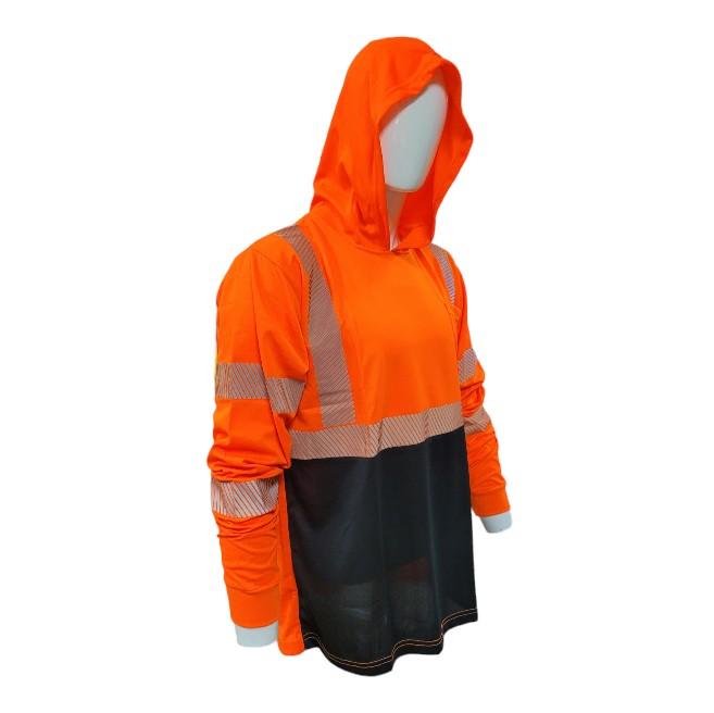 Three Tone Hooded Safety Long Sleeve Shirt with printed Reflectors