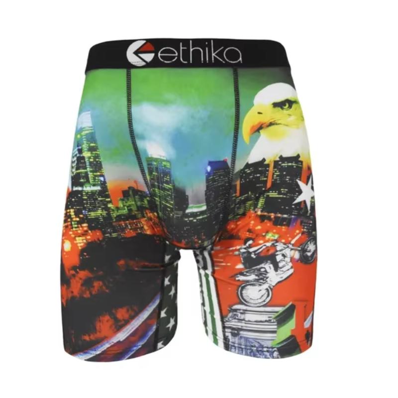 3Pcs ETHIKA Fashion Sexy Men Underwear Boxers Shark Print Man Underpants Sports Panties Lingeries Boxer Briefs Trunks Plus Size