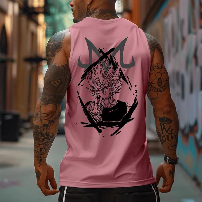 Unisex Dragon Ball Majin Vegeta Print Tank Top, Manga Tank Top For Men, Anime Printed T-shirt, Anime Manga Shirt, DB Gift For Fans, Gift For Anime Lovers, Gift For Him, Gift For Her