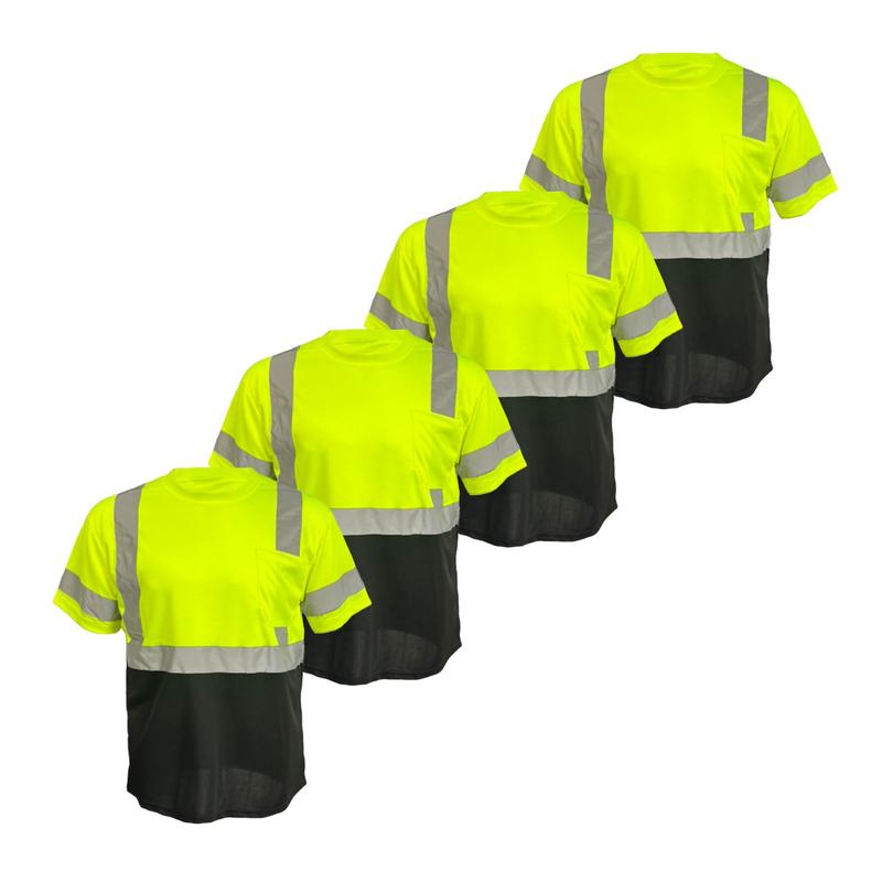 4 PACK SHIRT Hi Visibility Reflective Safety Shirt   100% Polyester Birdeye mesh fabric (See size information on description