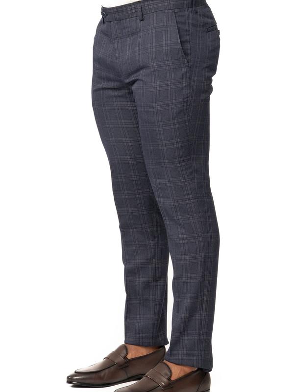 Slim Fit Men's Plaid Dress Pants No Pleats Flat Front Fitted Suit Trouser Formal Slacks 2311 AZARMAN