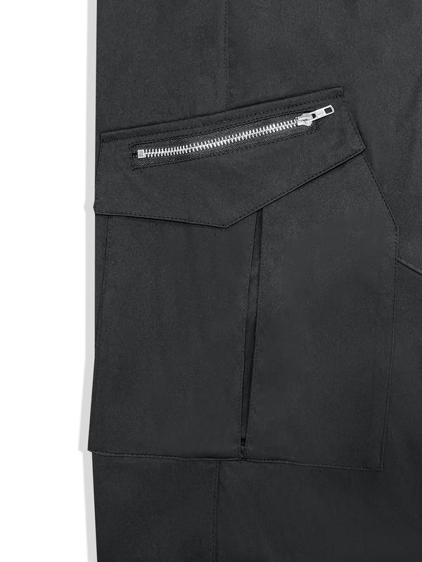 Men's Plain Zipper Flap Pocket Drawstring Waist Jogger Pants, Loose Street Trousers for Spring & Fall,  Summer Outfits 2024 for Work, Streetwear Drippy Outfits, Men's Bottoms, Going Out Outfit