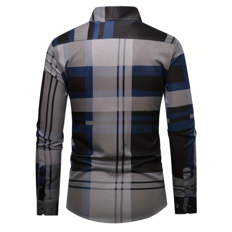 Trendy Men's Long Sleeve Casual Shirt with Lapel, Versatile for Dates, Formal Events & Everyday Wear