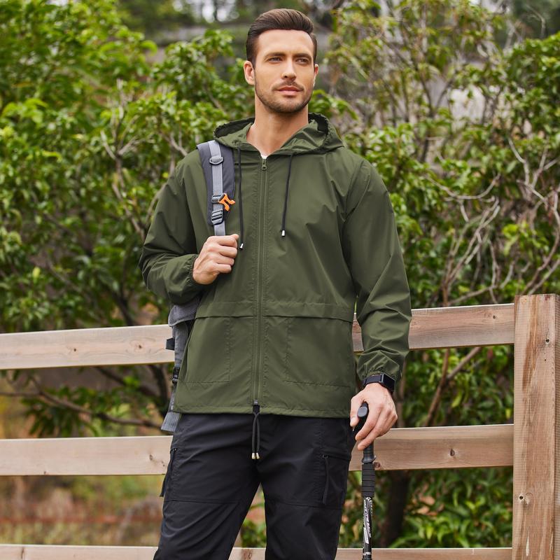 COOFANDY New York Fashion Week Men's Packable Rain Jacket  Outdoor Waterproof Hooded Lightweight Classic Cycling Raincoat - For Hiking Outdoor Functional Camping Fabric Menswear Zipper Breathable  Relaxed Fit Long Sleeve Tops black friday