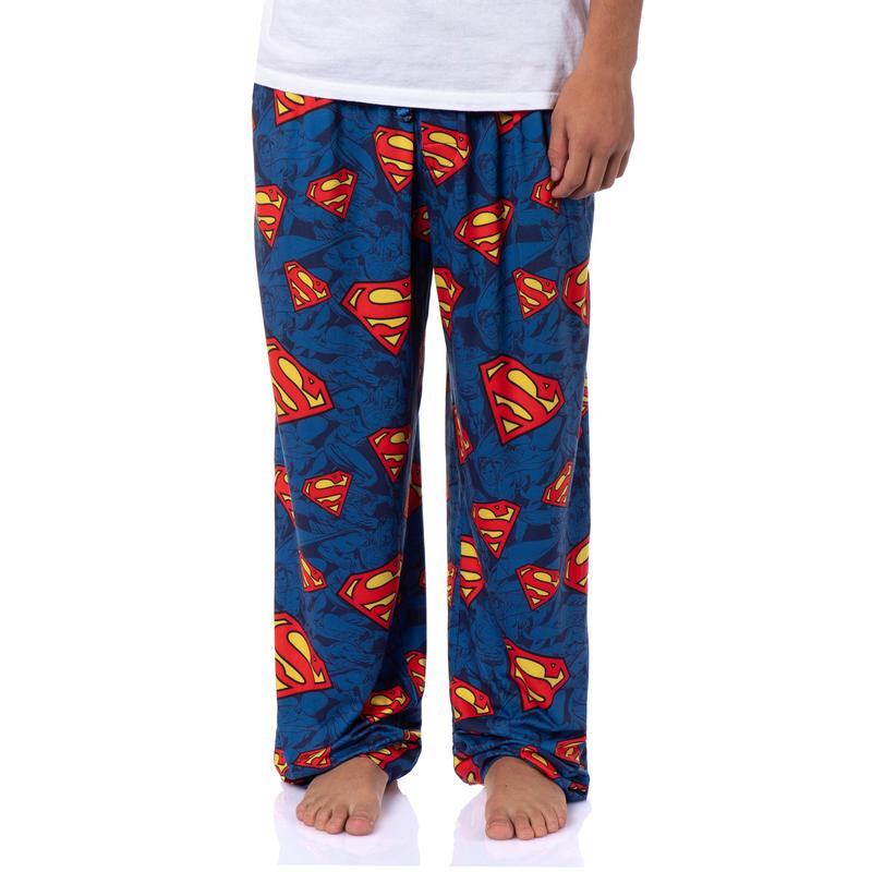 DC Comics Men's Superman Symbol Tossed Print Pajama Pants For Adults