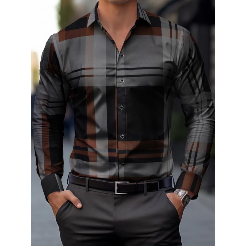 Trendy Men's Long Sleeve Casual Shirt with Lapel, Versatile for Dates, Formal Events & Everyday Wear