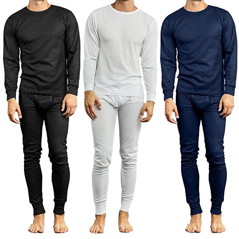 3-Pack Men's Winter Thermal Top & Bottom Sets (3-Full Sets   3-Tops & 3-Bottoms)