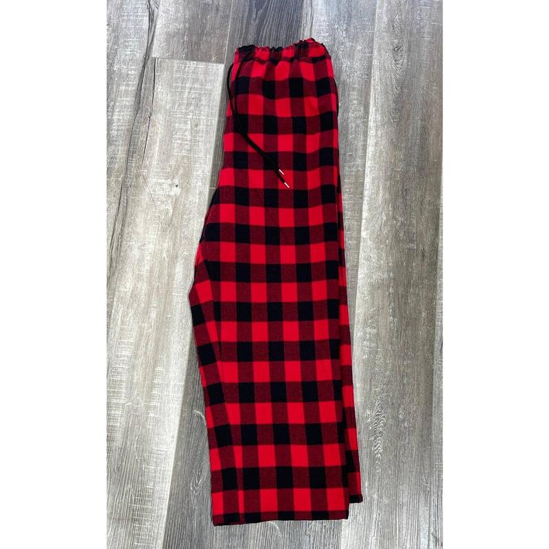 Red Black 00Buffalo00 Check Organic Flannel Pajama Pants Men | Christian Clothing | Handmade | Flannel Pajamas |