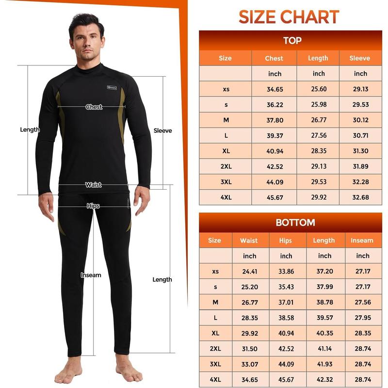 CL convallaria Mens Thermal Underwear Set with Fly, Long Johns Base Layer Winter Hunting Gear Sport Top and Bottom XS-4XL