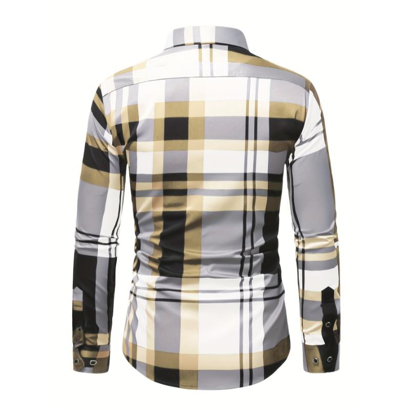 Trendy Men's Long Sleeve Casual Shirt with Lapel, Versatile for Dates, Formal Events & Everyday Wear