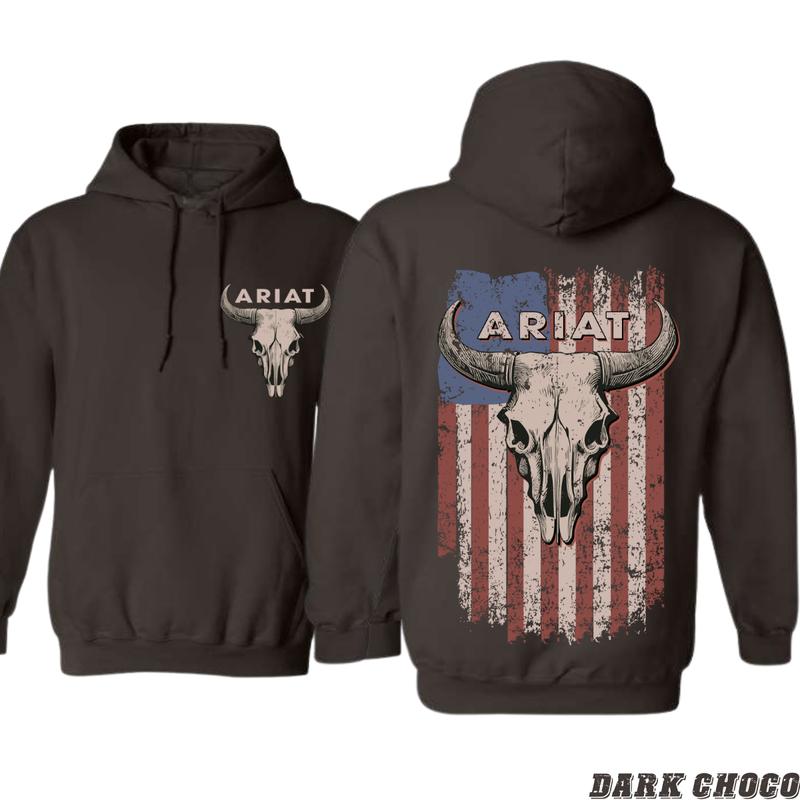 Ariat Patriotic Hoodie - Bold Skull and Flag Graphic, Perfect for Western Enthusiasts