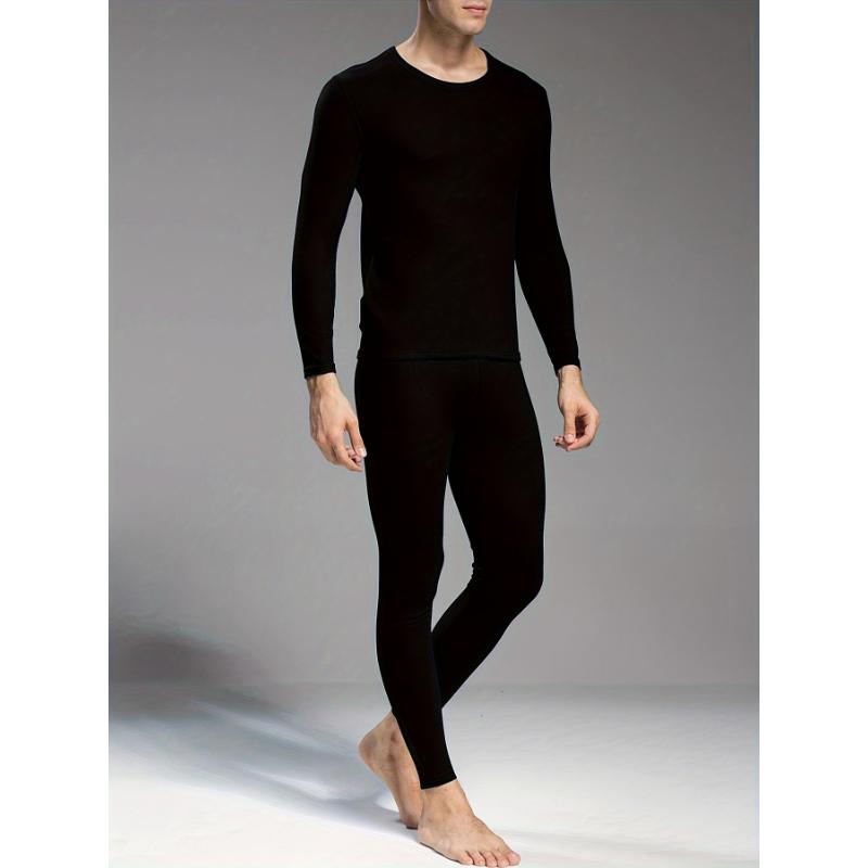 Men's Essential Thermal Compression Base Layer Set - Moisture-Wicking & Breathable Basic Long Sleeve Warm Shirt & Leggings - Perfect For Running And Fitness