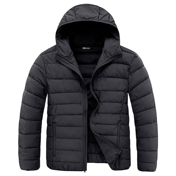 Men's Big and Tall Lightweight Puffer Jacket Quilted Warm Winter Coat Windproof Winter Jackets with Hood Menswear Tops Underwear Hoodie