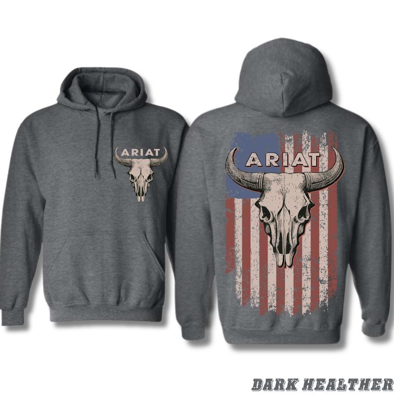 Ariat Patriotic Hoodie - Bold Skull and Flag Graphic, Perfect for Western Enthusiasts