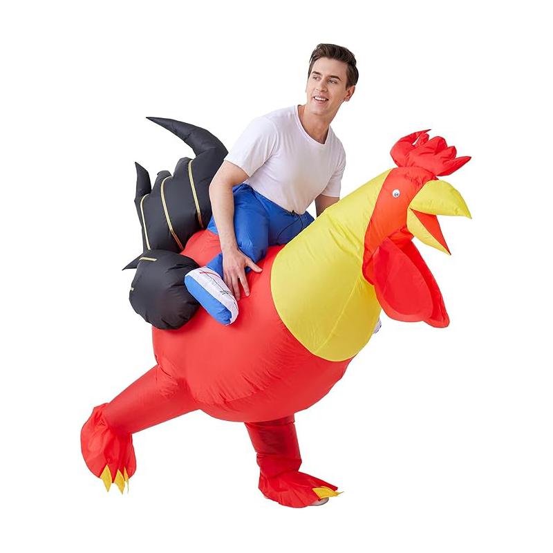 Halloween Christmas Party Inflatable Ride-on Rooster Costume Blow up Suit Fancy Dress Funny Jumpsuit Costume