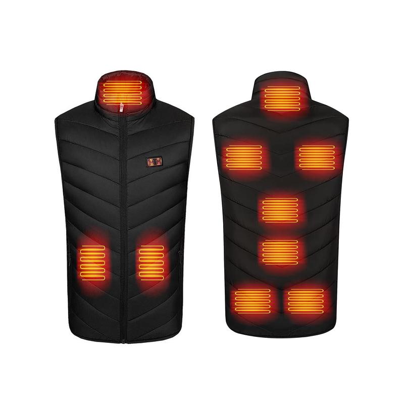 Unisex Heated Vest with 9 Heating Zones, Washable Lightweight Zip Heated Vest,Three-speed temperature adjustment.Warm waistcoat for outdoor sports