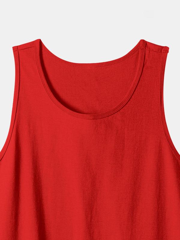 Men's Plus Size Plain Round Neck Tank Top, Comfort Breathable Sleeveless Top for Summer, Casual Comfy Men's Plus Size Clothes for Daily Outdoor Wear