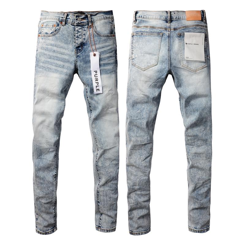 Purple brand Men's Jeans Casual Comfort Holes Fashionable Straight Skinny Slim Fit Jeans, Ripped Stretch Jeans Denim Pants