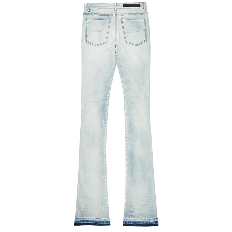 Datu Blue Painter Super Stacked Flare Jean