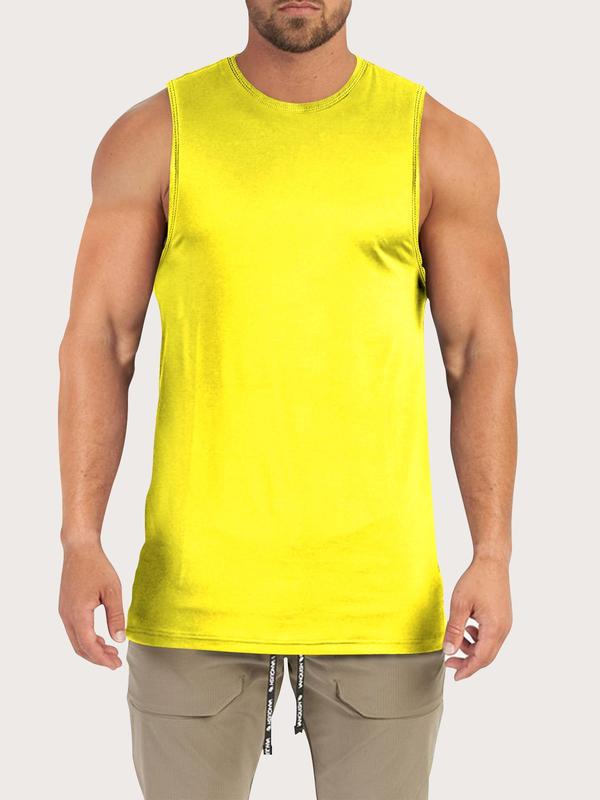 Men's Plus Size Plain Round Neck Tank Top, Comfort Breathable Sleeveless Top for Summer, Casual Comfy Men's Plus Size Clothes for Daily Outdoor Wear