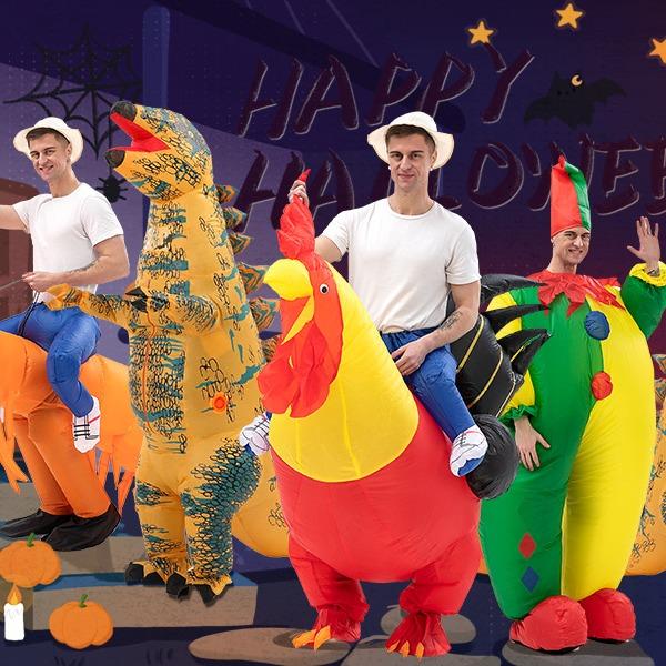 Halloween Christmas Party Inflatable Ride-on Rooster Costume Blow up Suit Fancy Dress Funny Jumpsuit Costume