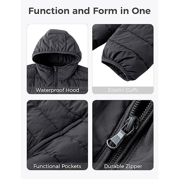 Men's Big and Tall Lightweight Puffer Jacket Quilted Warm Winter Coat Windproof Winter Jackets with Hood Menswear Tops Underwear Hoodie