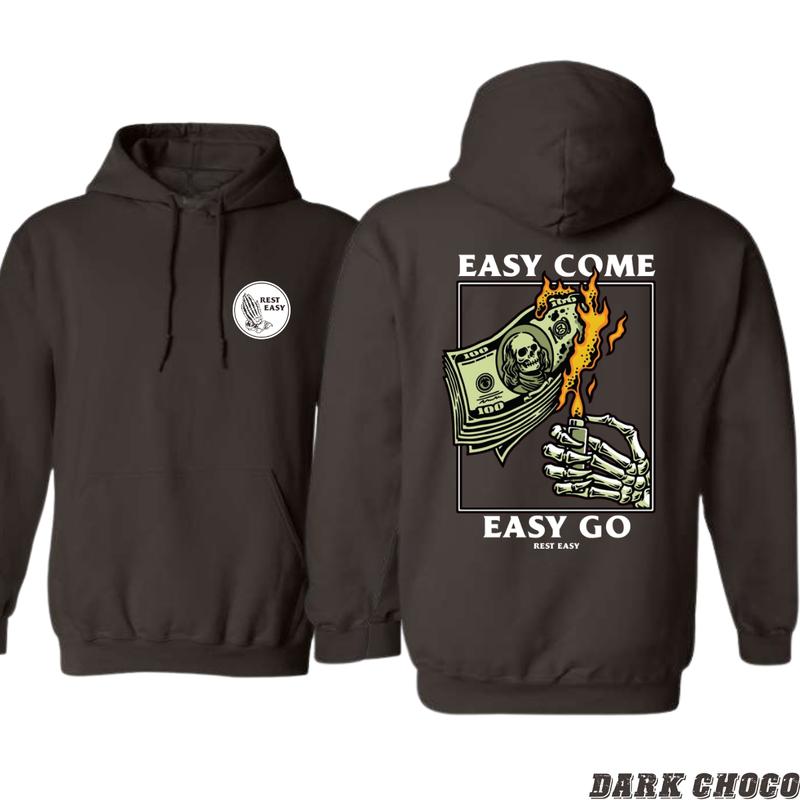 Rest Easy Hoodie - Easy Come Easy Go Skeleton Design, Ideal for Casual Wear, Comfortable and Stylish, Gift for Men, Gift for Women, Gift for You Menswear Sweaters