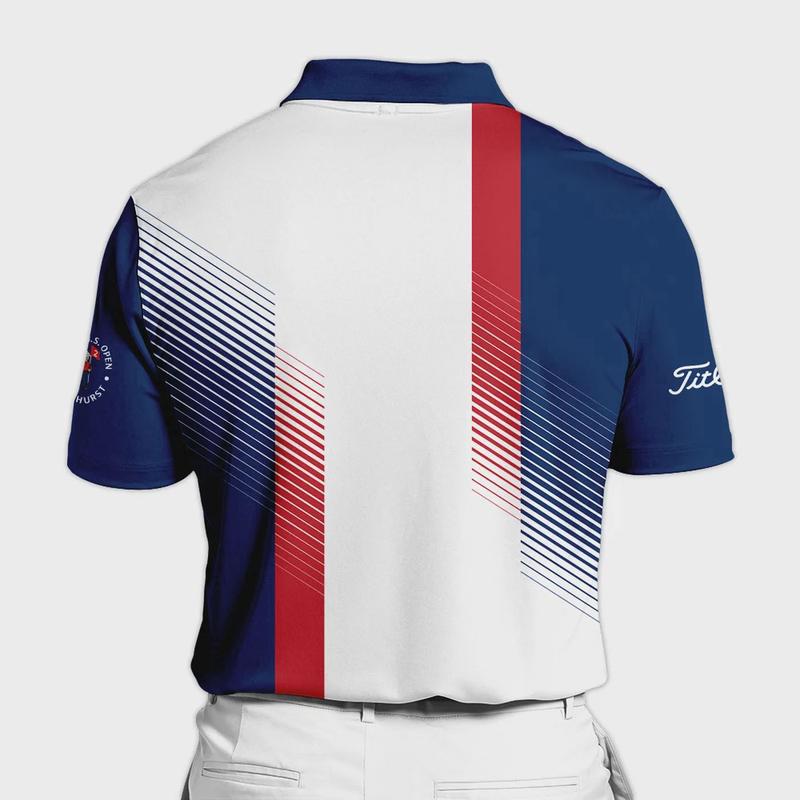 Sport Titleist 124th U.S. Open Pinehurst Golf Polo Shirt Blue Red Striped Pattern White All Over Print Polo Shirt For Men