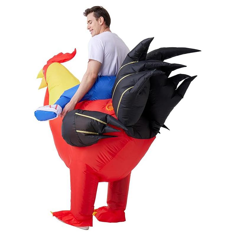 Halloween Christmas Party Inflatable Ride-on Rooster Costume Blow up Suit Fancy Dress Funny Jumpsuit Costume