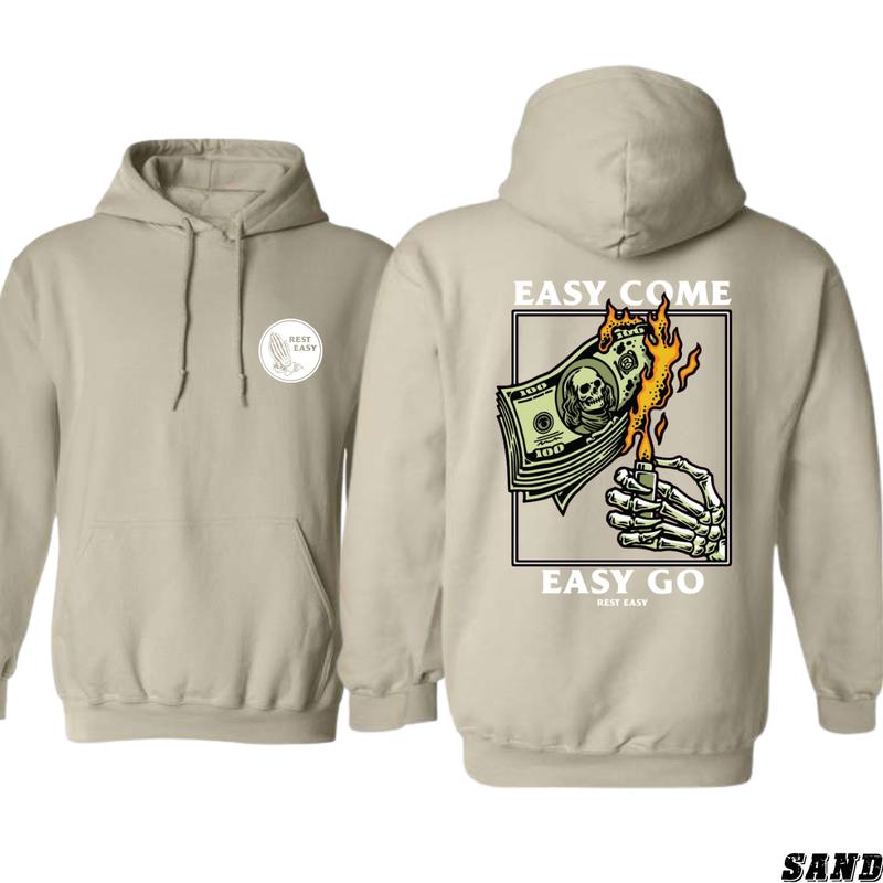 Rest Easy Hoodie - Easy Come Easy Go Skeleton Design, Ideal for Casual Wear, Comfortable and Stylish, Gift for Men, Gift for Women, Gift for You Menswear Sweaters