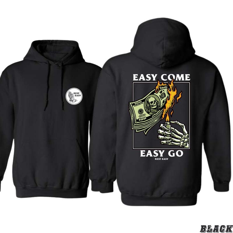 Rest Easy Hoodie - Easy Come Easy Go Skeleton Design, Ideal for Casual Wear, Comfortable and Stylish, Gift for Men, Gift for Women, Gift for You Menswear Sweaters