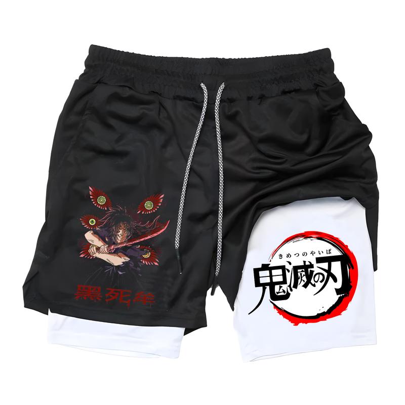 Summer Outdoor Men Anime Gym Shorts Running Casual Thin Breathable Shorts Jogging Fitness Sports Double-layer Shorts Mens Shorts Graphic Men Performance Shorts Mens Gym Clothes