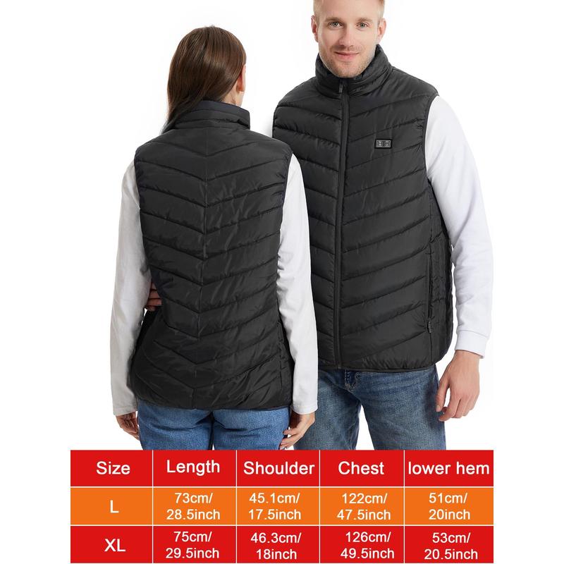 Mens Heated Vest with 3 Heating Level & 9 Heating Zones, Washable Lightweight Zip Heated Vest with 5000mah Battery Pack.