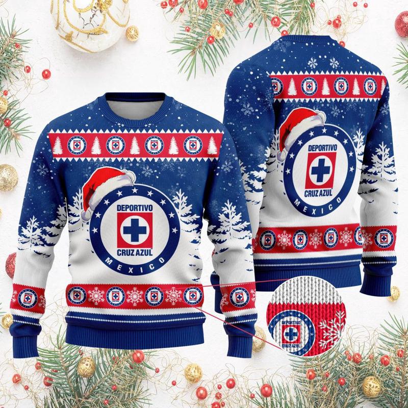 LIGA MX Cruz Azul Special Christmas Ugly Sweater ST2301 - Fun and Festive Holiday Apparel for Football Fans!