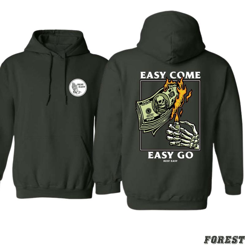 Rest Easy Hoodie - Easy Come Easy Go Skeleton Design, Ideal for Casual Wear, Comfortable and Stylish, Gift for Men, Gift for Women, Gift for You Menswear Sweaters