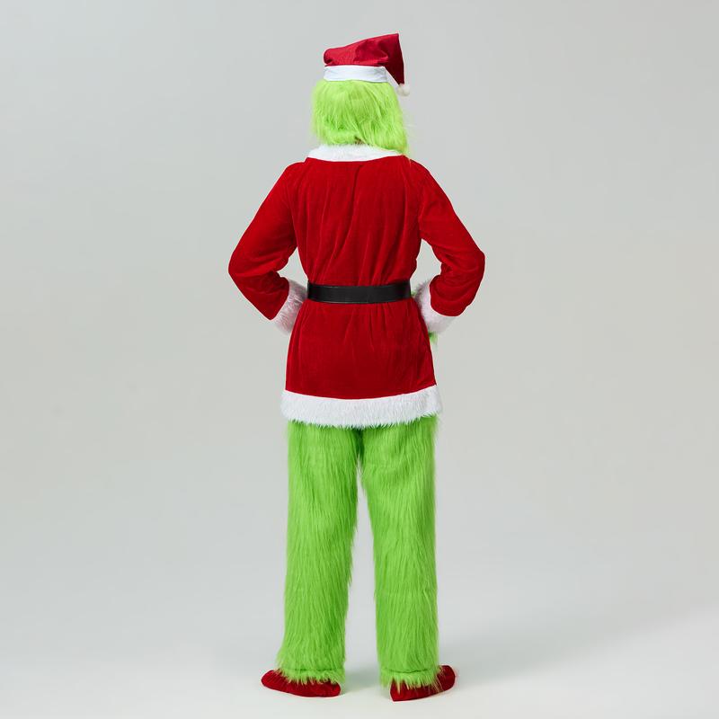 Creative Halloween Costume Set Santa Claus Hat Top Boots Green Hair Monster Mask Gloves Cosplay Costume