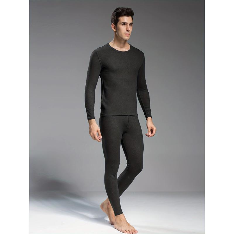 Men's Essential Thermal Compression Base Layer Set - Moisture-Wicking & Breathable Basic Long Sleeve Warm Shirt & Leggings - Perfect For Running And Fitness