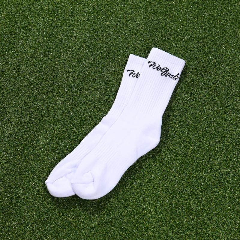 Arctic White Script Crew Socks