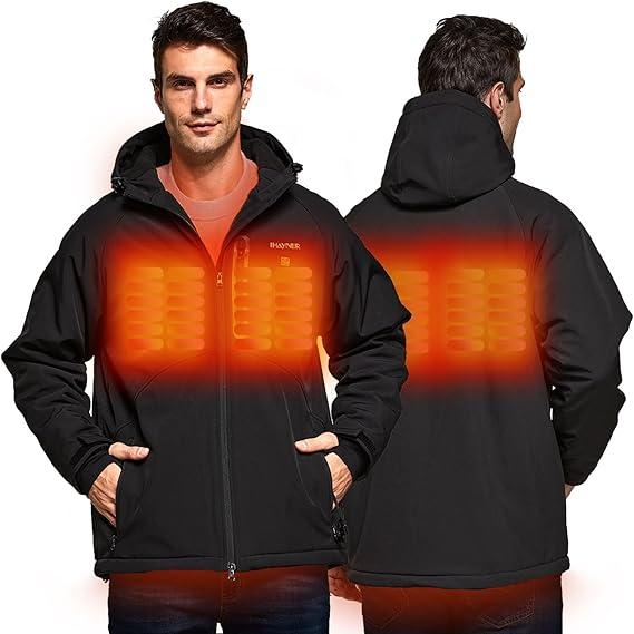 Hooded Men and women Slim Fit Heated Jacket with Battery Pack for Winter Lightweight Waterproof Rechargeable Warm Coats unisex Menswear Tops