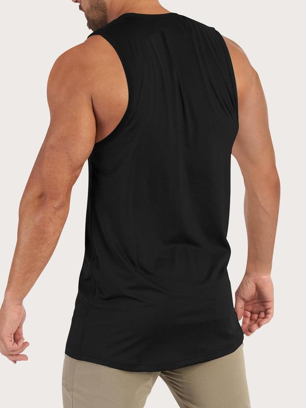 Men's Plus Size Plain Round Neck Tank Top, Comfort Breathable Sleeveless Top for Summer, Casual Comfy Men's Plus Size Clothes for Daily Outdoor Wear