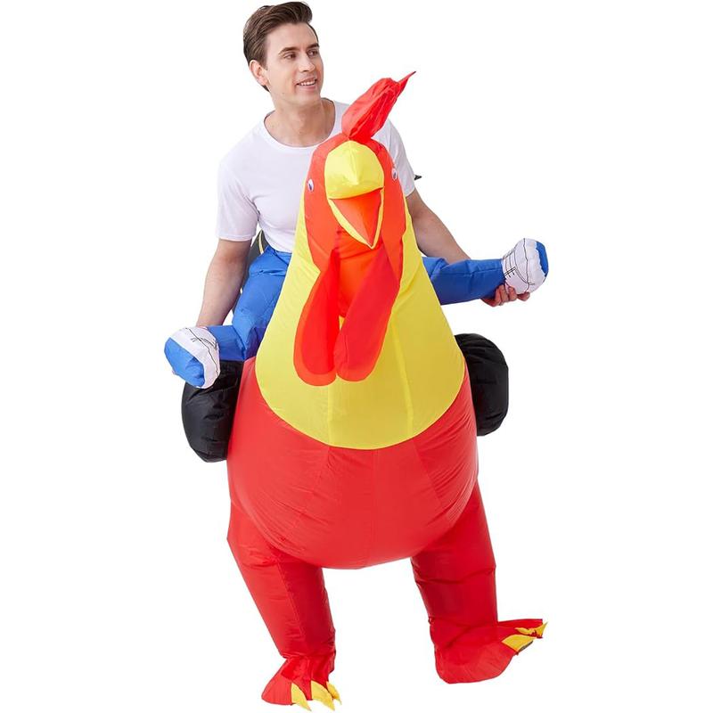 Halloween Christmas Party Inflatable Ride-on Rooster Costume Blow up Suit Fancy Dress Funny Jumpsuit Costume