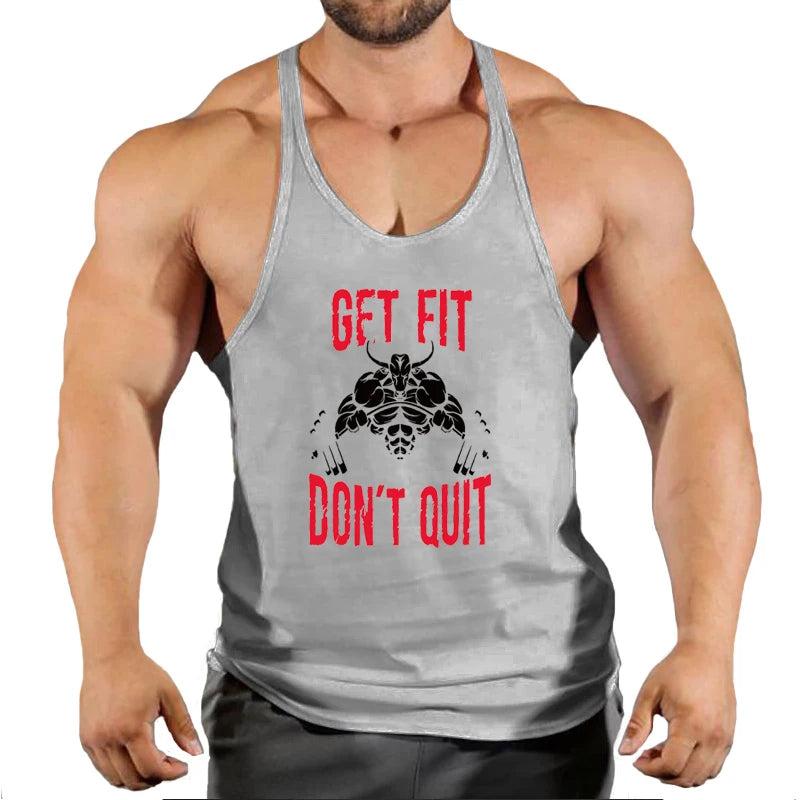 New Gym Tank Top Summer Brand Cotton Sleeveless Shirt Casual Fashion Fitness Stringer Running Vest Men bodybuilding Clothing