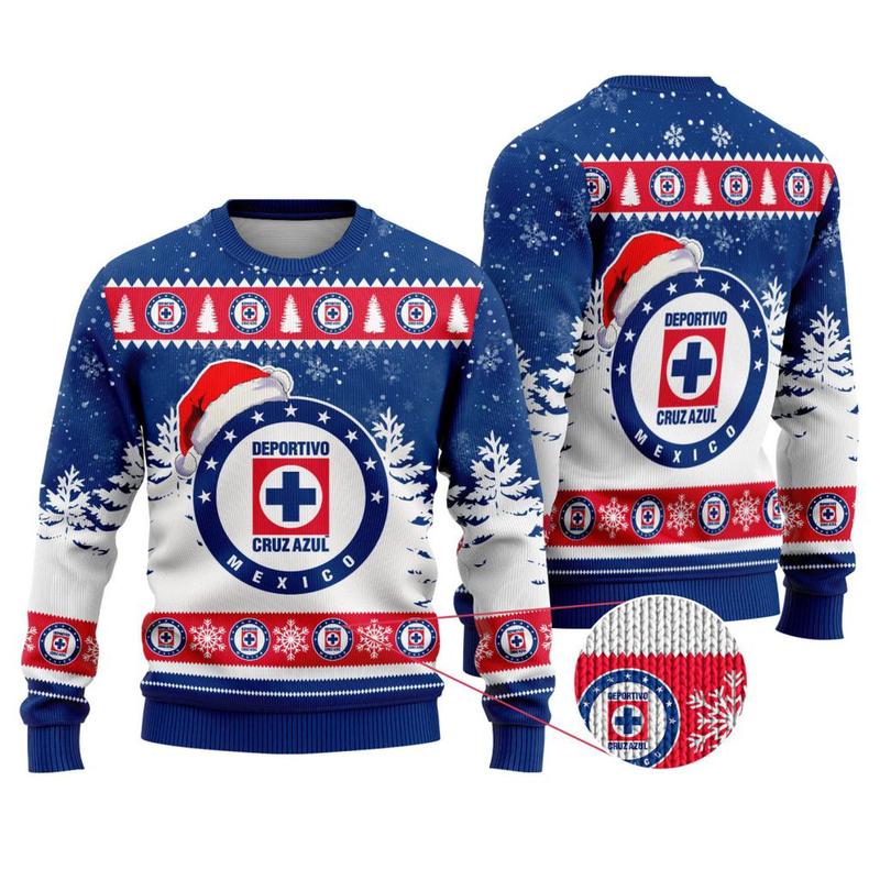 LIGA MX Cruz Azul Special Christmas Ugly Sweater ST2301 - Fun and Festive Holiday Apparel for Football Fans!