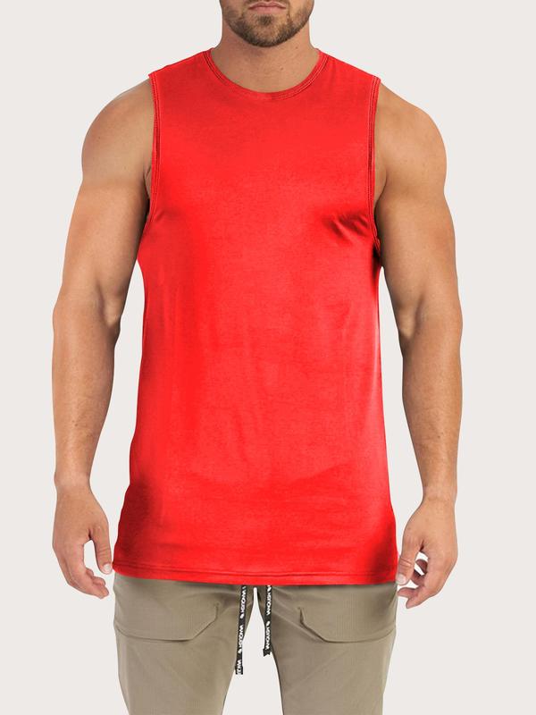 Men's Plus Size Plain Round Neck Tank Top, Comfort Breathable Sleeveless Top for Summer, Casual Comfy Men's Plus Size Clothes for Daily Outdoor Wear