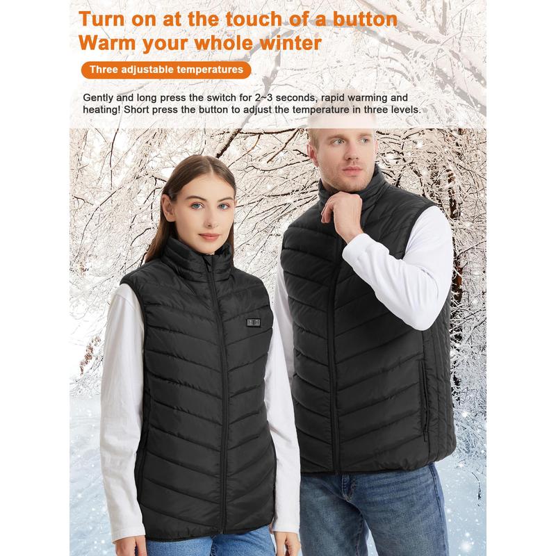 Unisex Heated Vest with 9 Heating Zones, Washable Lightweight Zip Heated Vest,Three-speed temperature adjustment.Warm waistcoat for outdoor sports