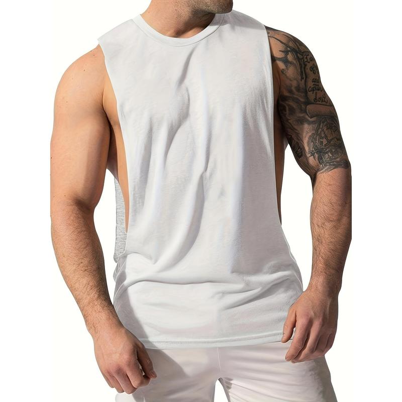 New-Muscle show strong men's fast drying breathable loose breathable comfortable sleeveless high performance vest sleeveless top solid colour casual cotton round neck fitness spring and summer outdoor men's clothing Menswear Gamis