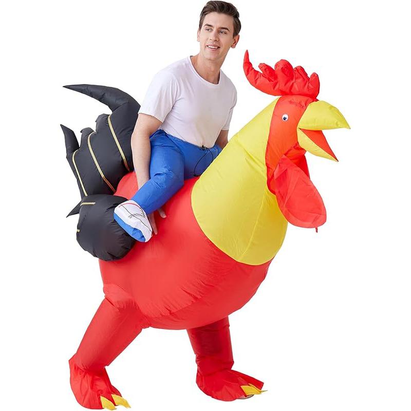 Halloween Christmas Party Inflatable Ride-on Rooster Costume Blow up Suit Fancy Dress Funny Jumpsuit Costume